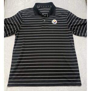 Pittsburg Steelers NFL Apparel Men's Large Golf Polo Black Stripes Lightweight